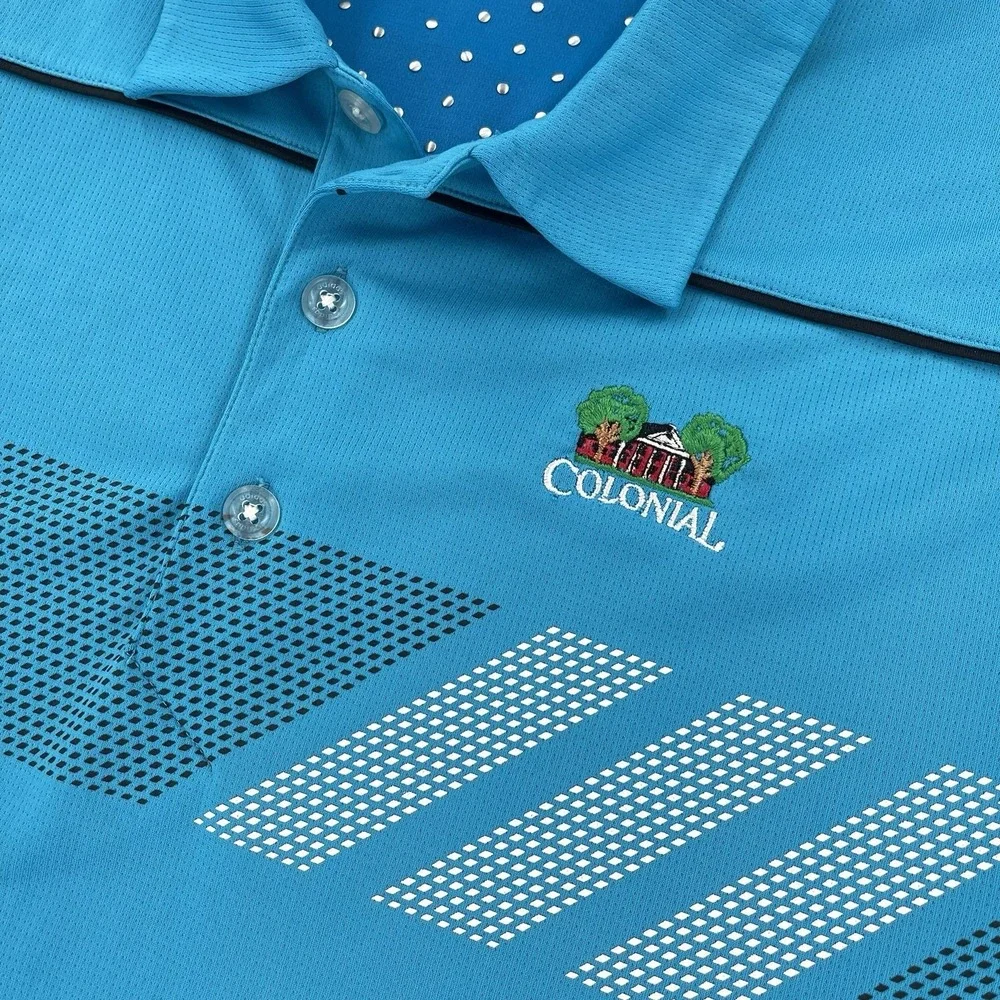 Adidas Climacool Polo Shirt Mens XL Blue Colonial Country Club Golf Logo
